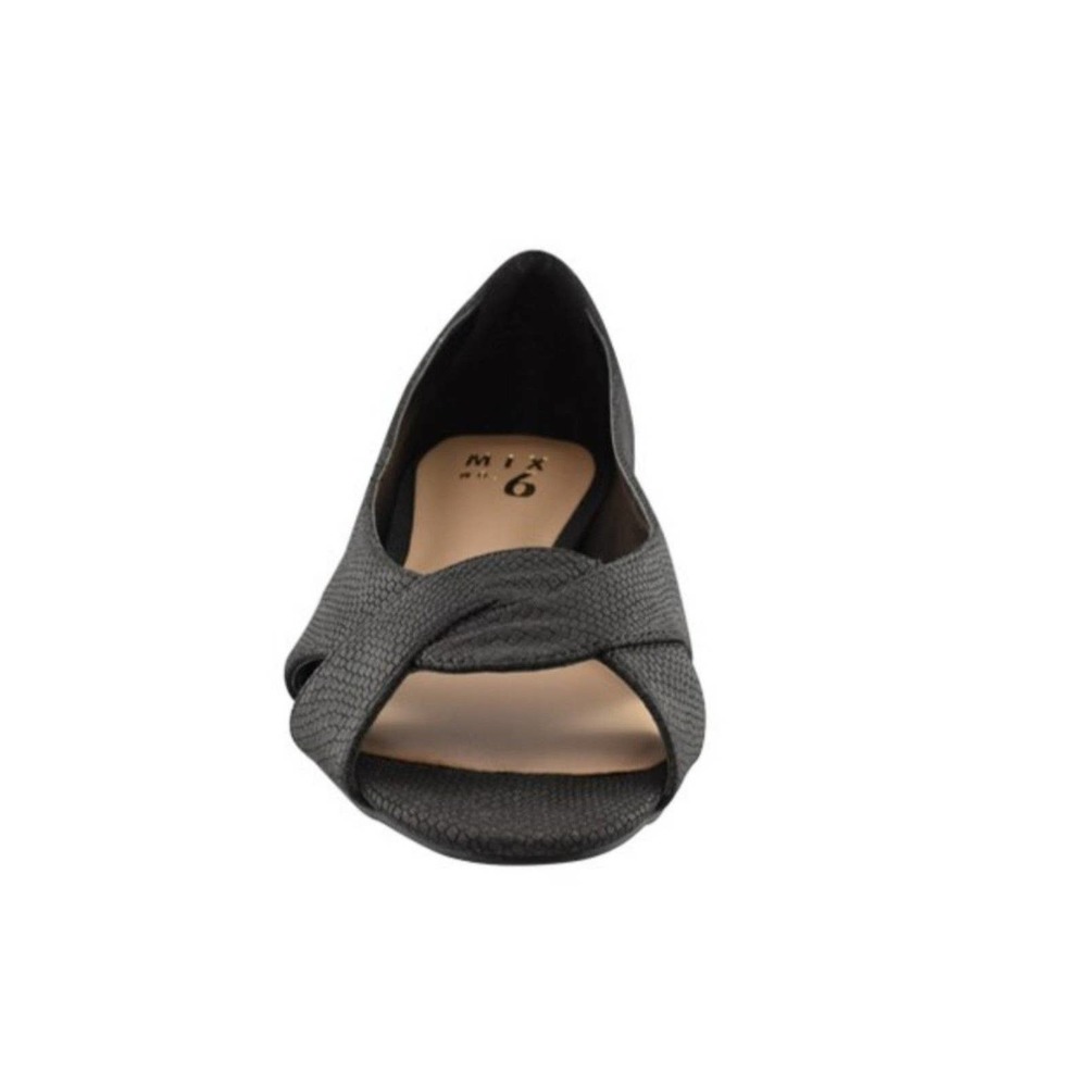 NIB Mix No. 6 Barbro Black Nubuck Snake Peeptoe Flats Size 6 Ballet Flat